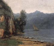 Gustave Courbet landscape with lake geneva oil painting artist